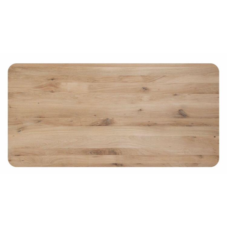 Eiken tafelblad ronde hoeken met facet 280 x 100 cm